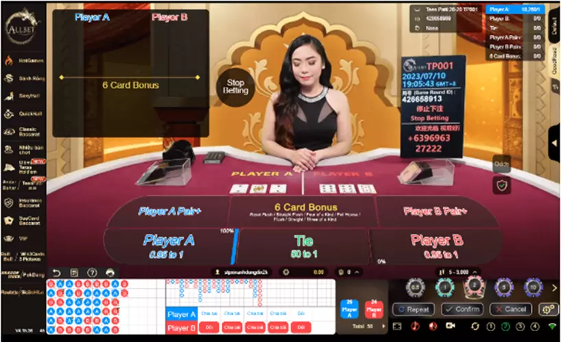 Giao diện sảnh Teen Patti AllBet casino
